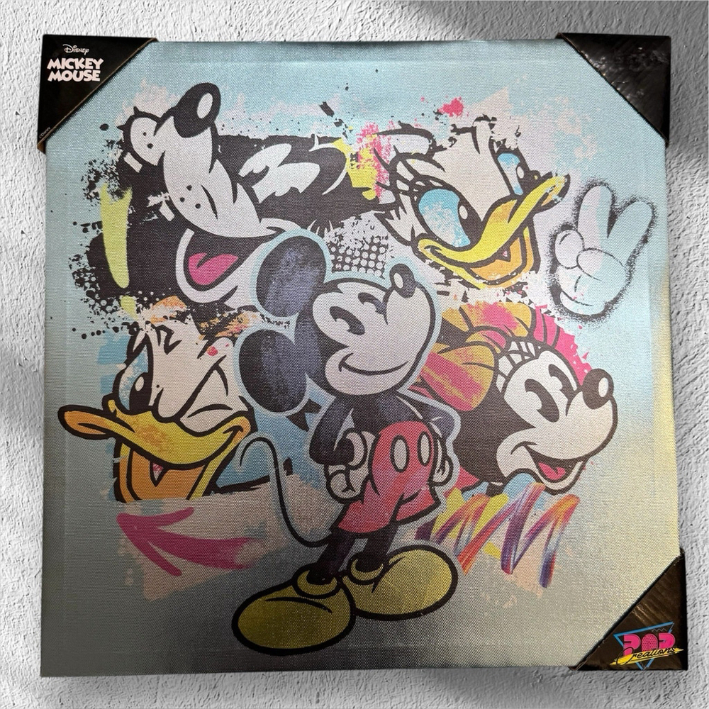 Disney Mickey and Friends Metallic Wall Décor Art By Pop Creations 16x16” New